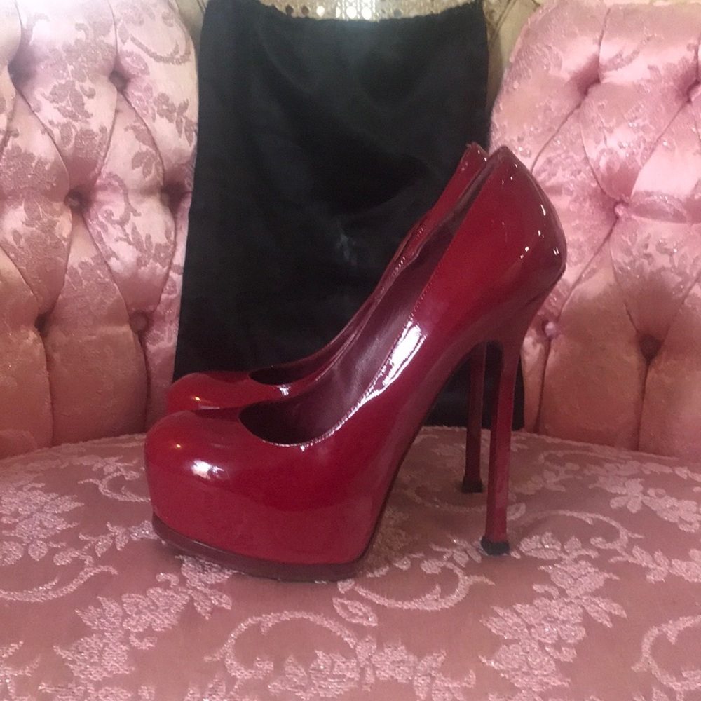 Yves Saint Laurent Red Tribute Platform Pumps